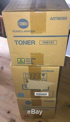 3x Véritable Konica Minolta Tn613y / M / C Toner Bizhub C452, C552, C652 Ttc