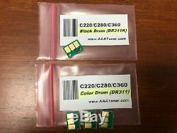 4 Tambour Chip (bcmy) Pour Konica Minolta Bizhub C220, C280, C360 Imprimante Recharge